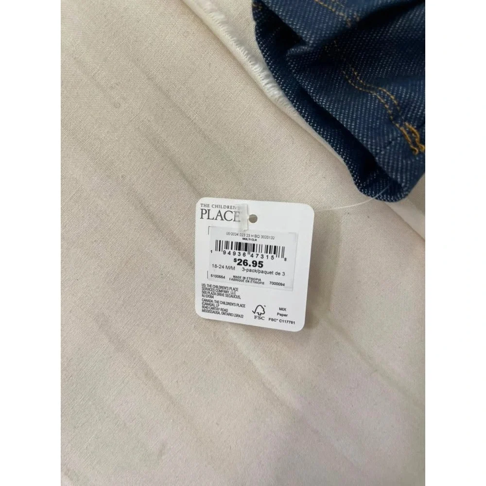 The Childrens Place Girls 18-24M Leggings 3-Pack Navy Grey Denim Look 3020132